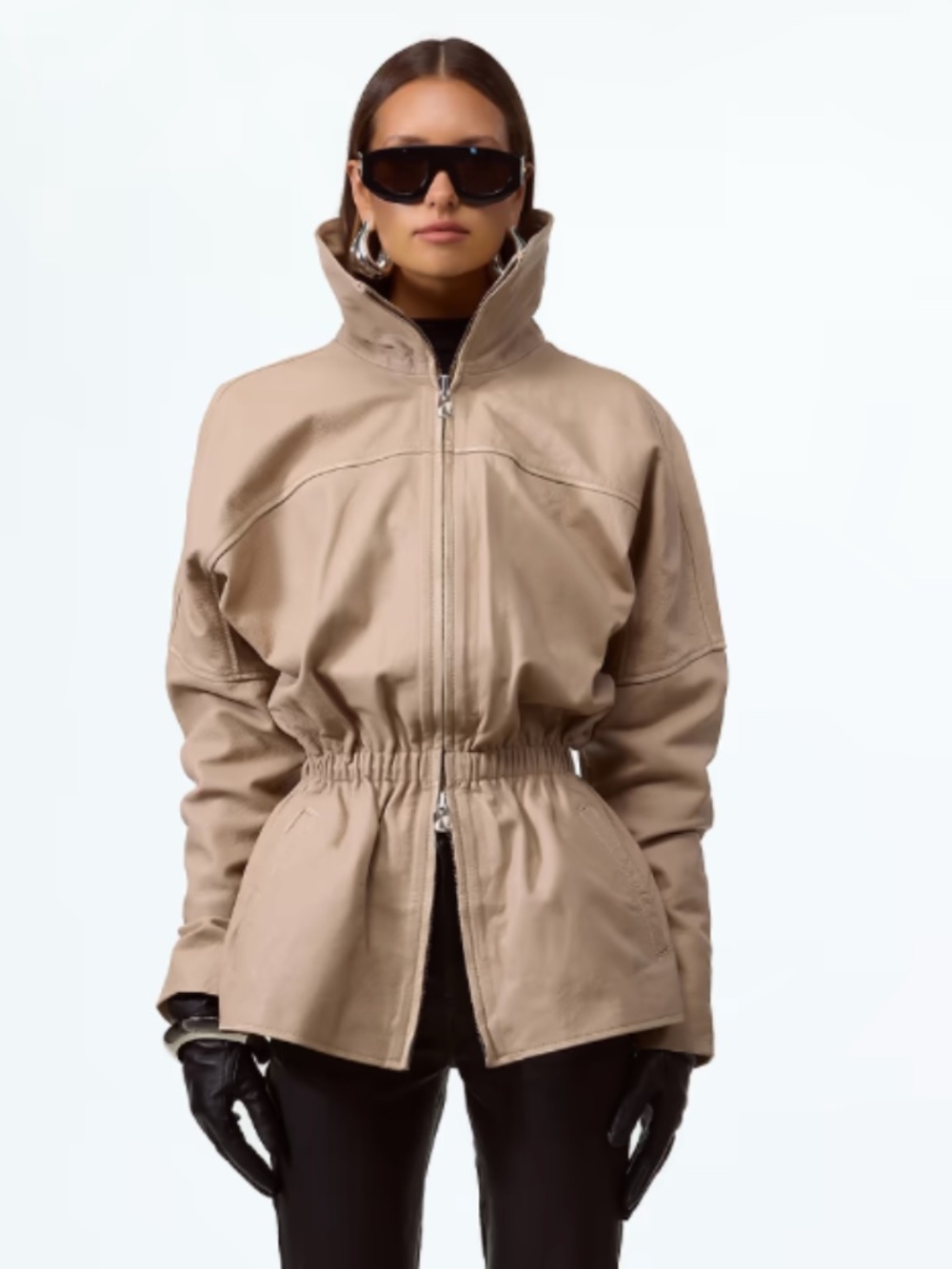 SAME Los Angeles taupe leather parka large - NWT - Picture 2 of 4